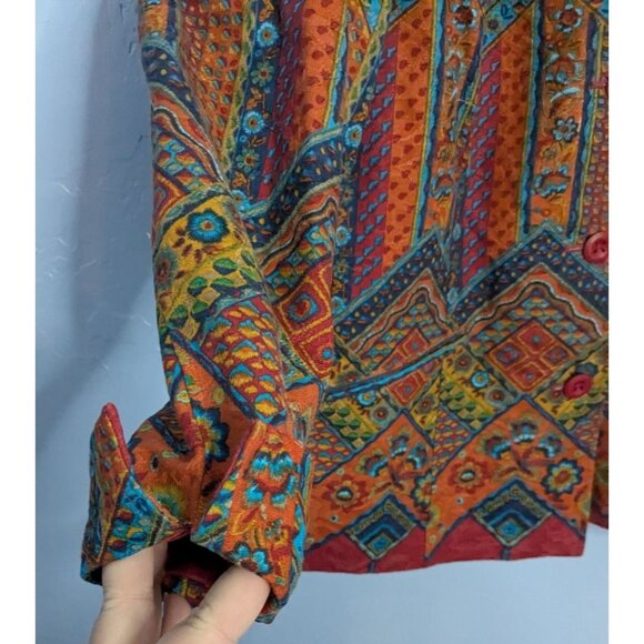 Coldwater Creek Womens Multicolor Geometric Pattern Blazer Jacket W18 Southwest - Picture 11 of 16